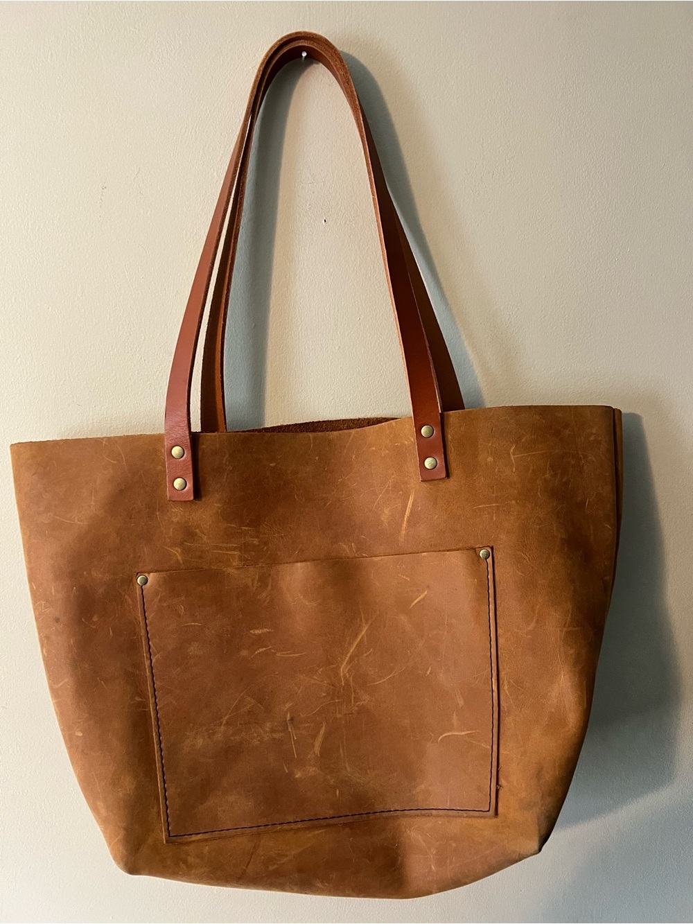 Portland Leather large open top tote in the color Dakota a Nubuck suede.